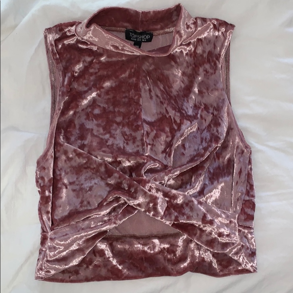 Topshop velvet turtleneck crop top